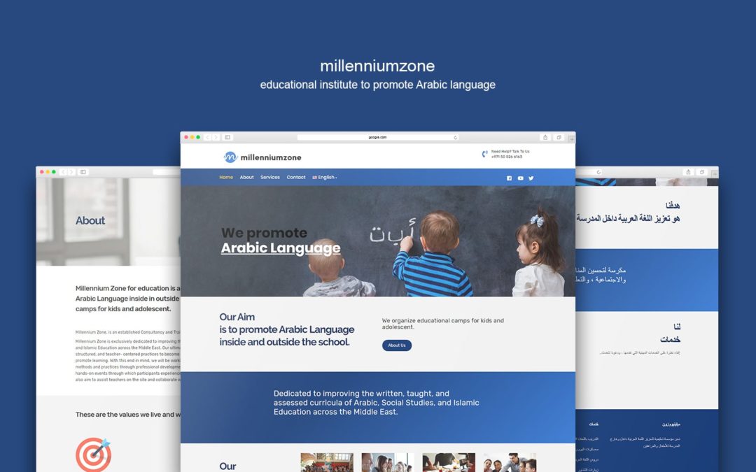 Multi language webdesign for an education organization in Dubai