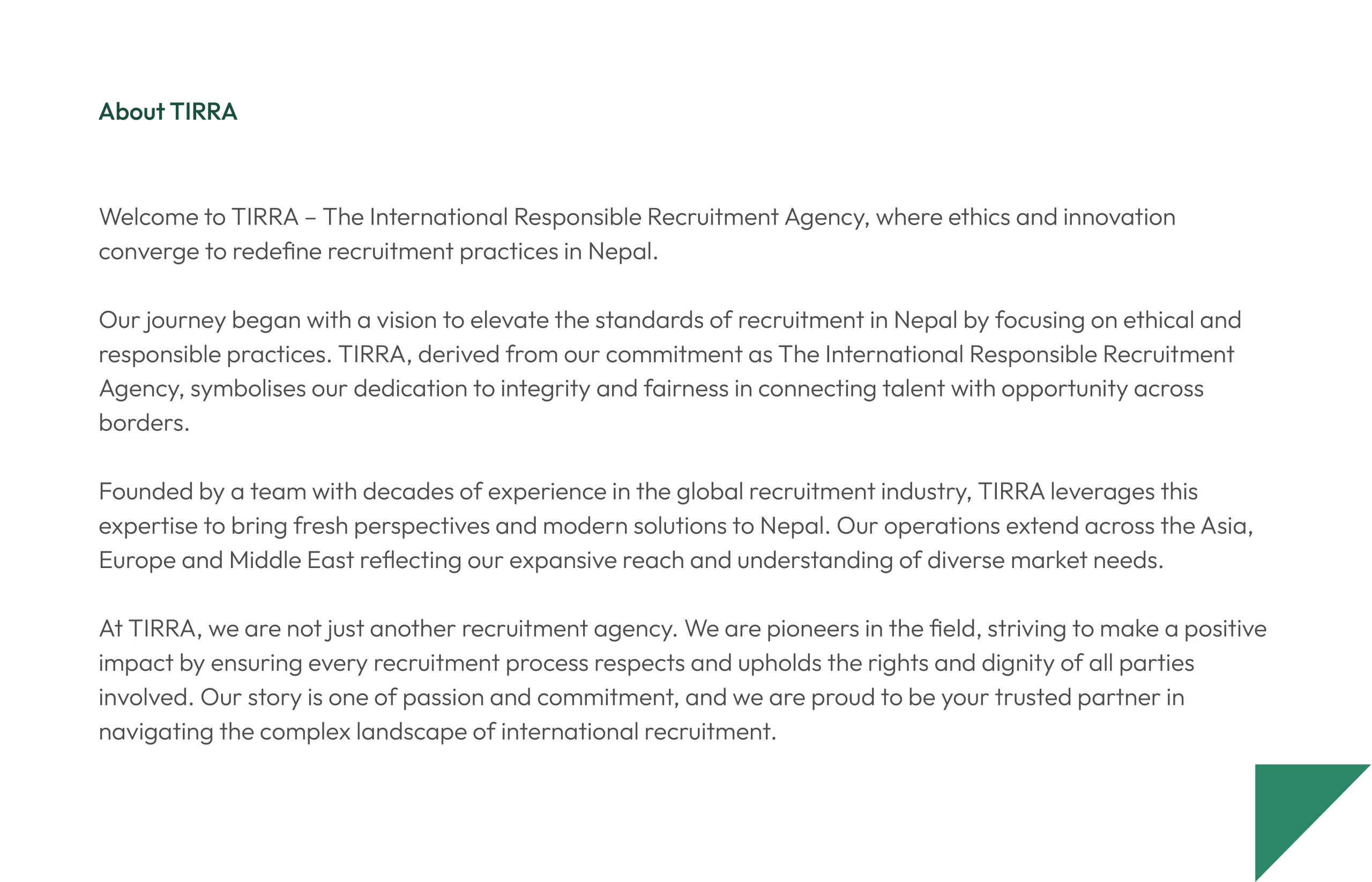 International Responsible Recruitment Agency website design