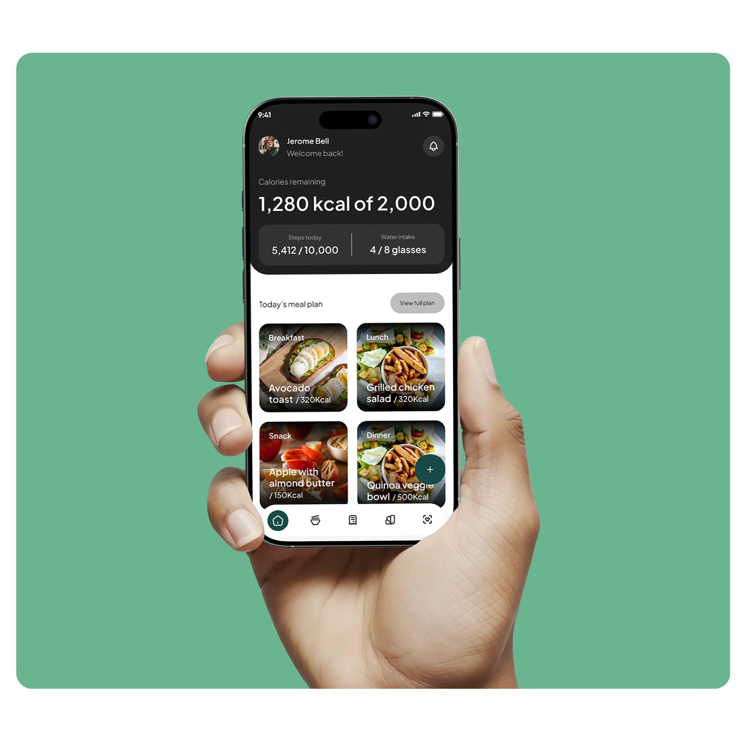 Nutria nutrition app UI design