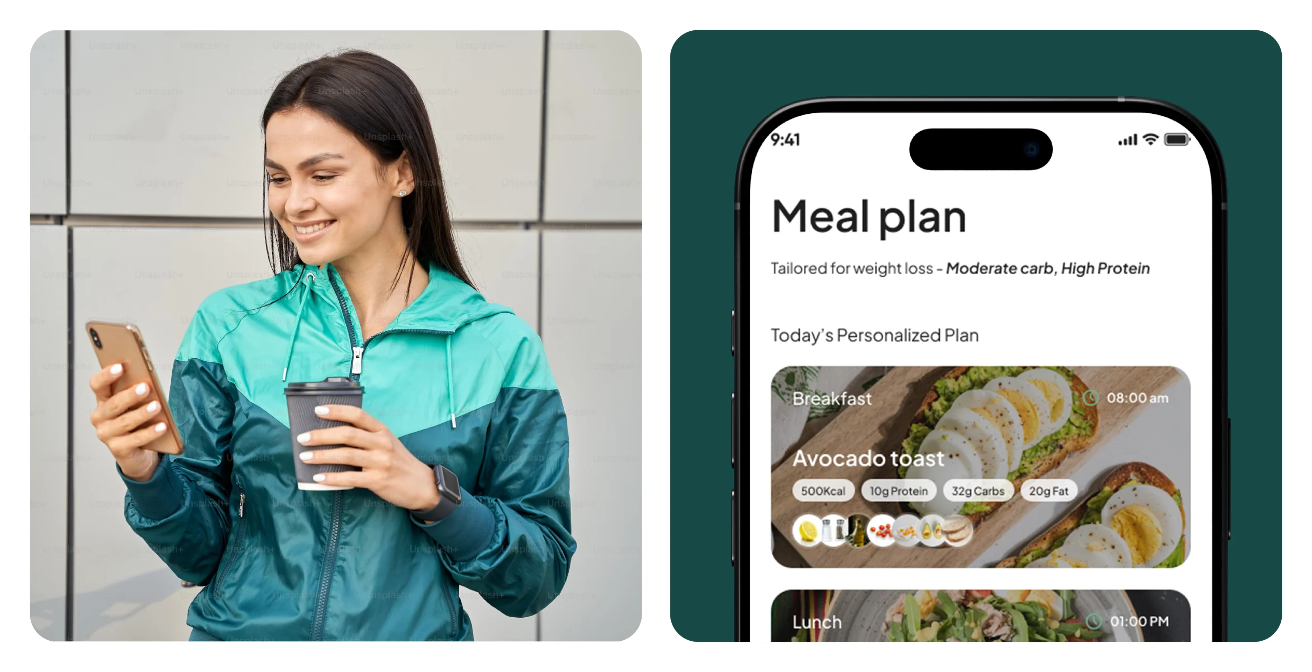 Nutria nutrition app UI design