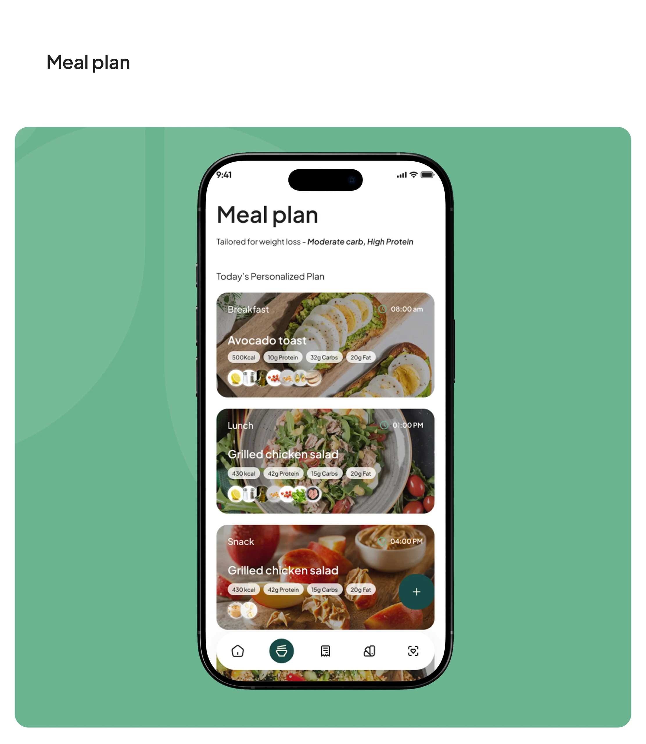 Nutria nutrition app UI design