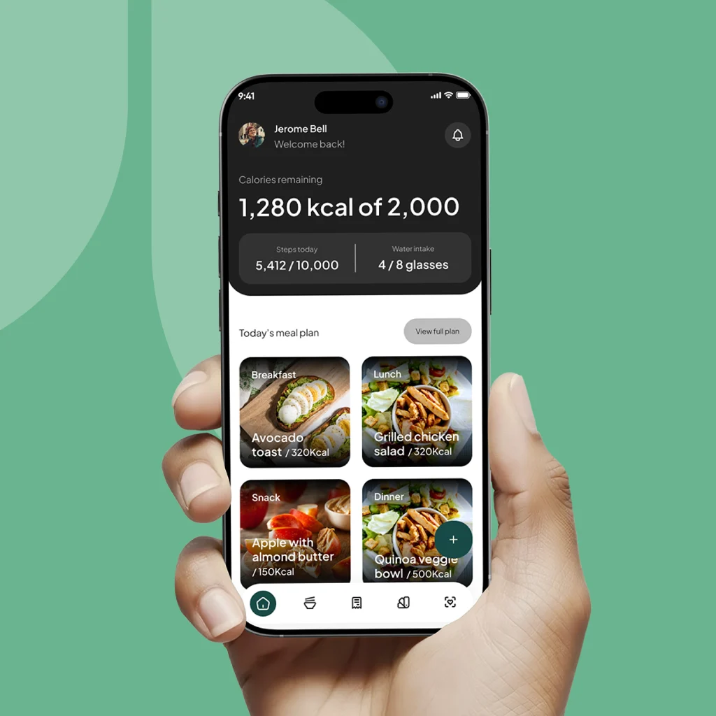 Nutria nutrition app UI design
