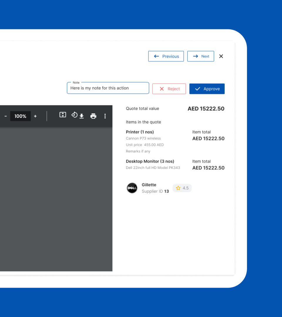 Approval Workflow Screen