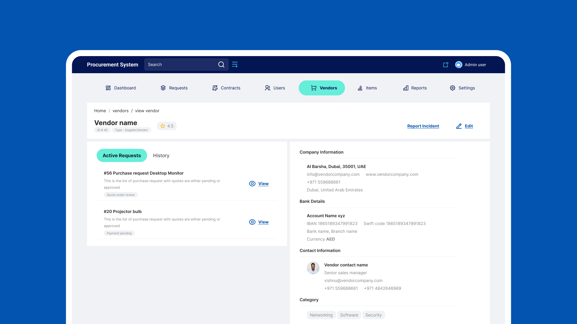 Vendor Management Module