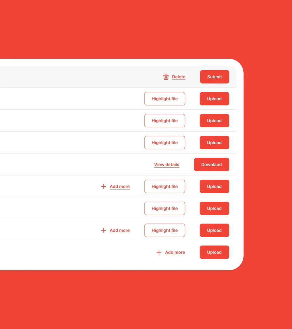 invoice upload screen