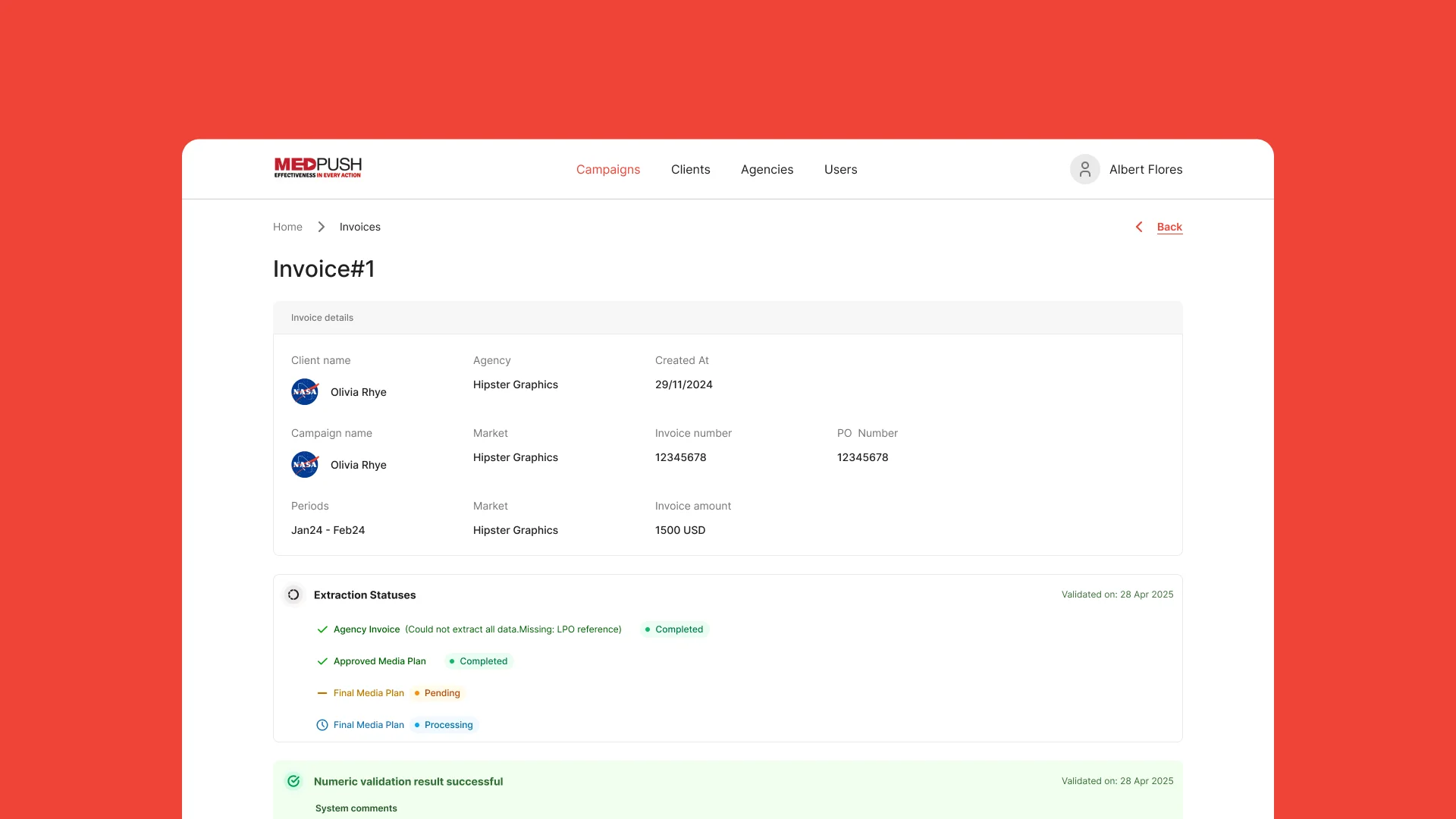 invoice validation dashboard